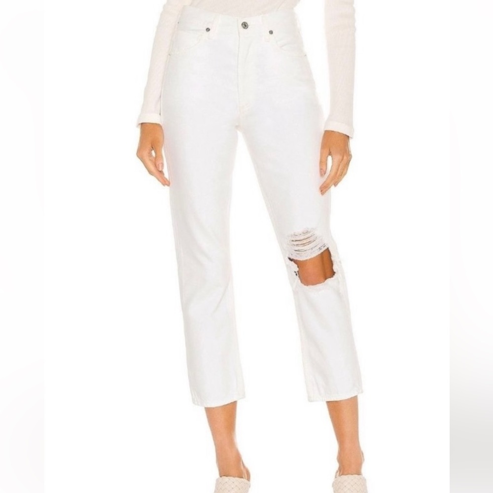 Citizens of Humanity Charlotte Crop High Rise Straight Jeans – White, Size 27